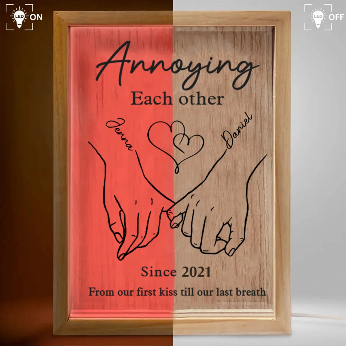 Together Forever From Our First Kiss Till Our Last Breath - Couple Personalized Frame Light Box - Image 6