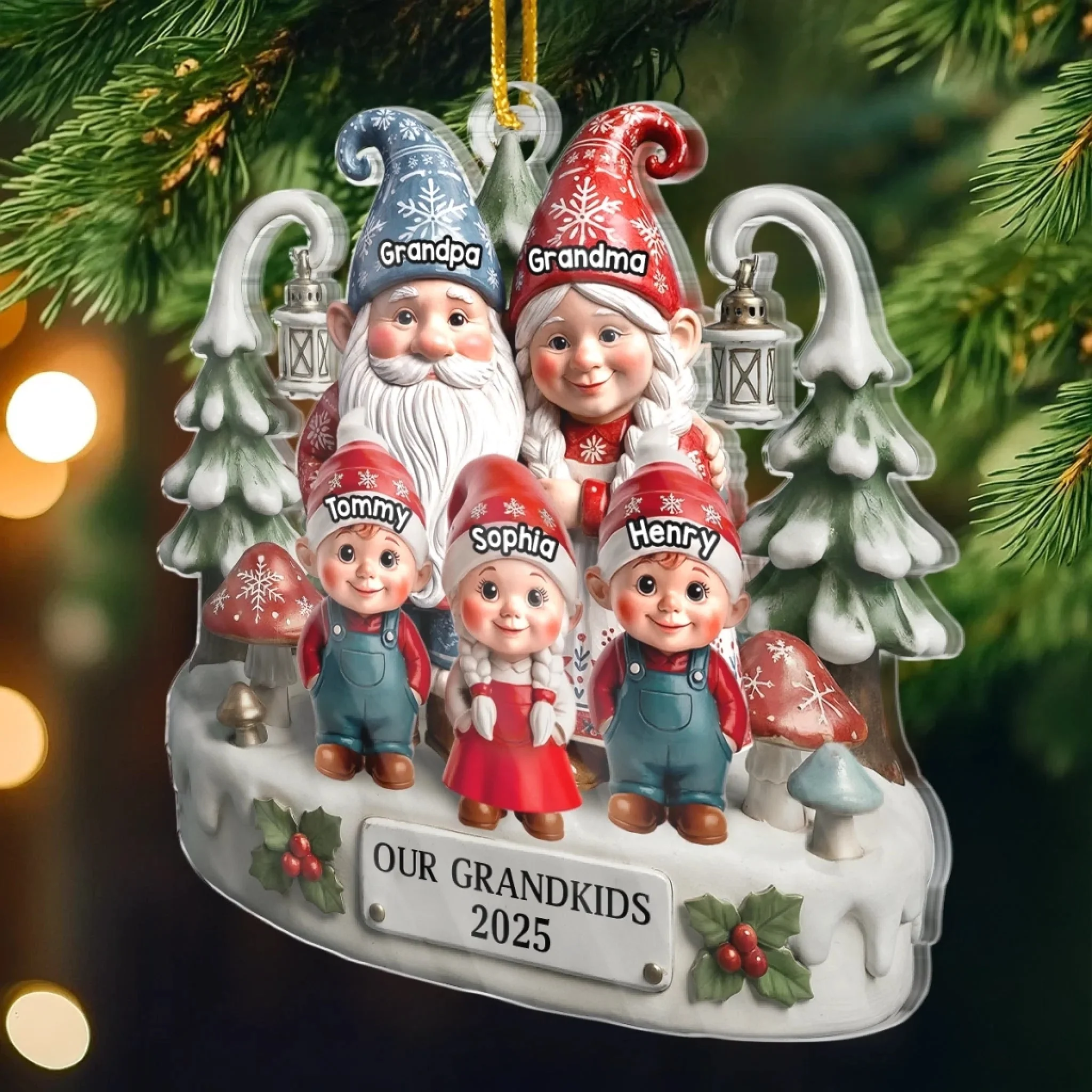 Together Home Feels More Magical - Personalized Acrylic Ornament Christmas Birthday Gifts For Grandma, Grandpa - Image 2