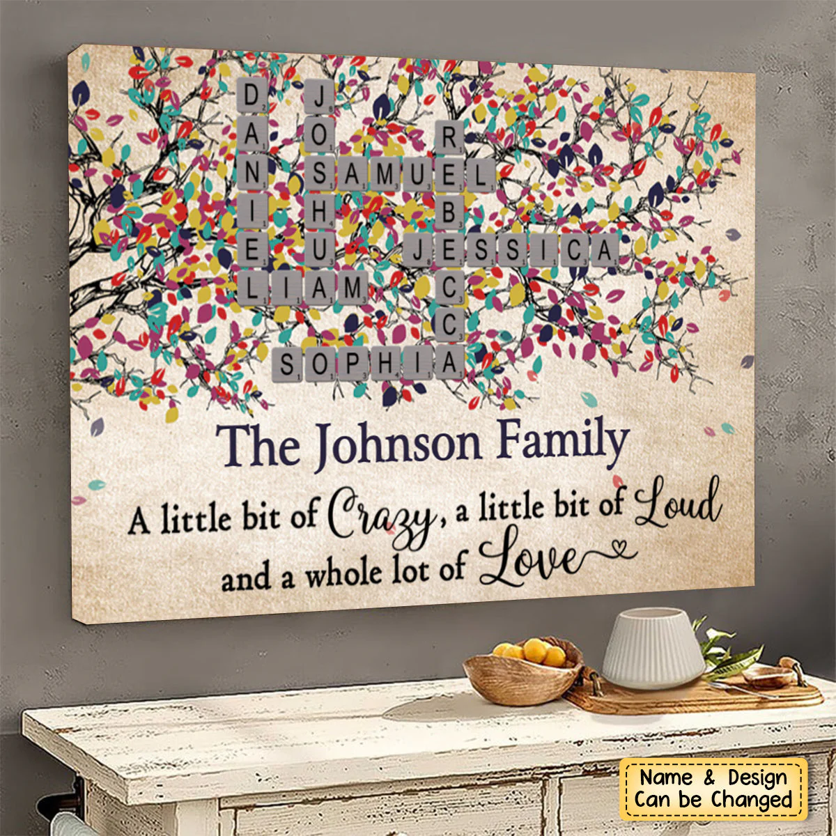 Together Is Our Favorite Place To Be Family Tree - Family Gift - Personalized Crossword Poster - Image 2
