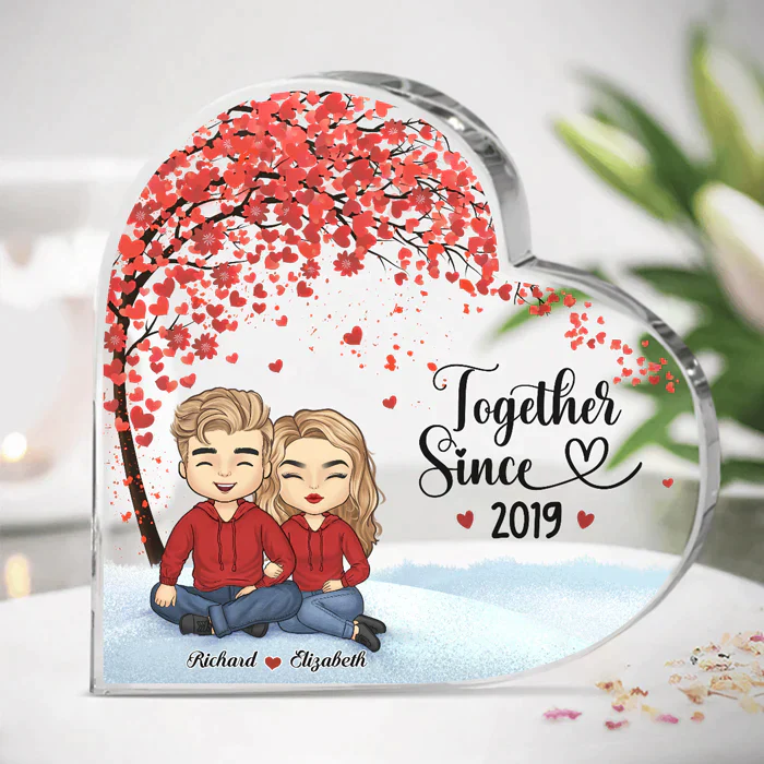 Couple Personalized Heart Shaped Acrylic Plaque - Gift For Husband Wife, Anniversary - Image 3