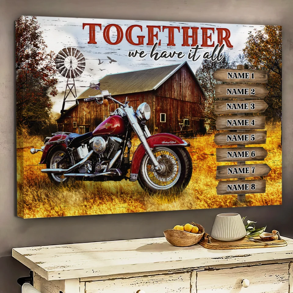 Together We Have It All Rustic Farmhouse Style Personalized Custom Clipart & Text Canvas/Poster - Image 5