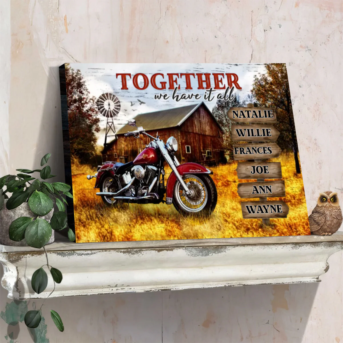 Together We Have It All Rustic Farmhouse Style Personalized Custom Clipart & Text Canvas/Poster - Image 6