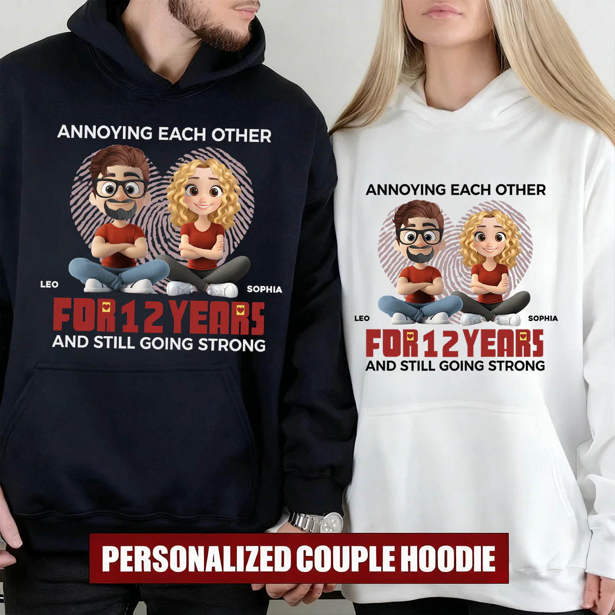 Together, We Make A Perfect Pair - Couple Personalized Pure cotton hoodie - Image 4