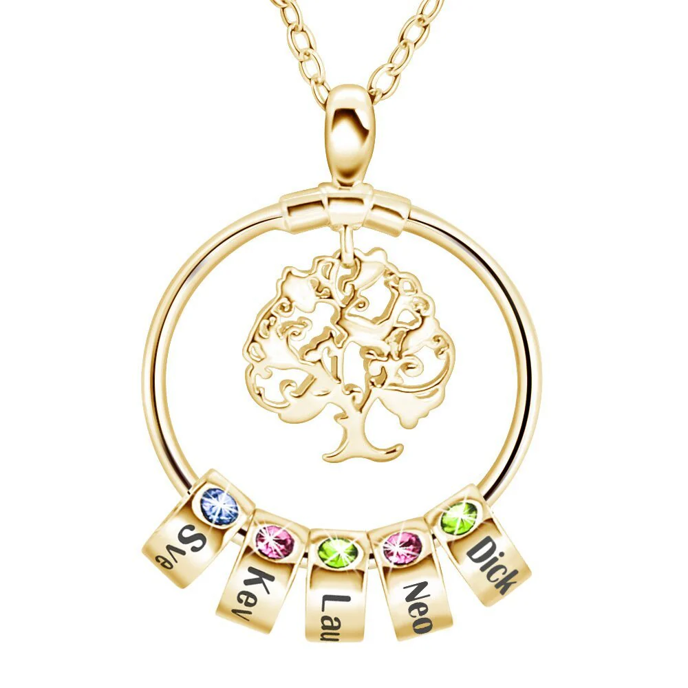 To My Sister-Tree of Life Heart Necklace With Custom Name&Birthstone Beads - Image 11