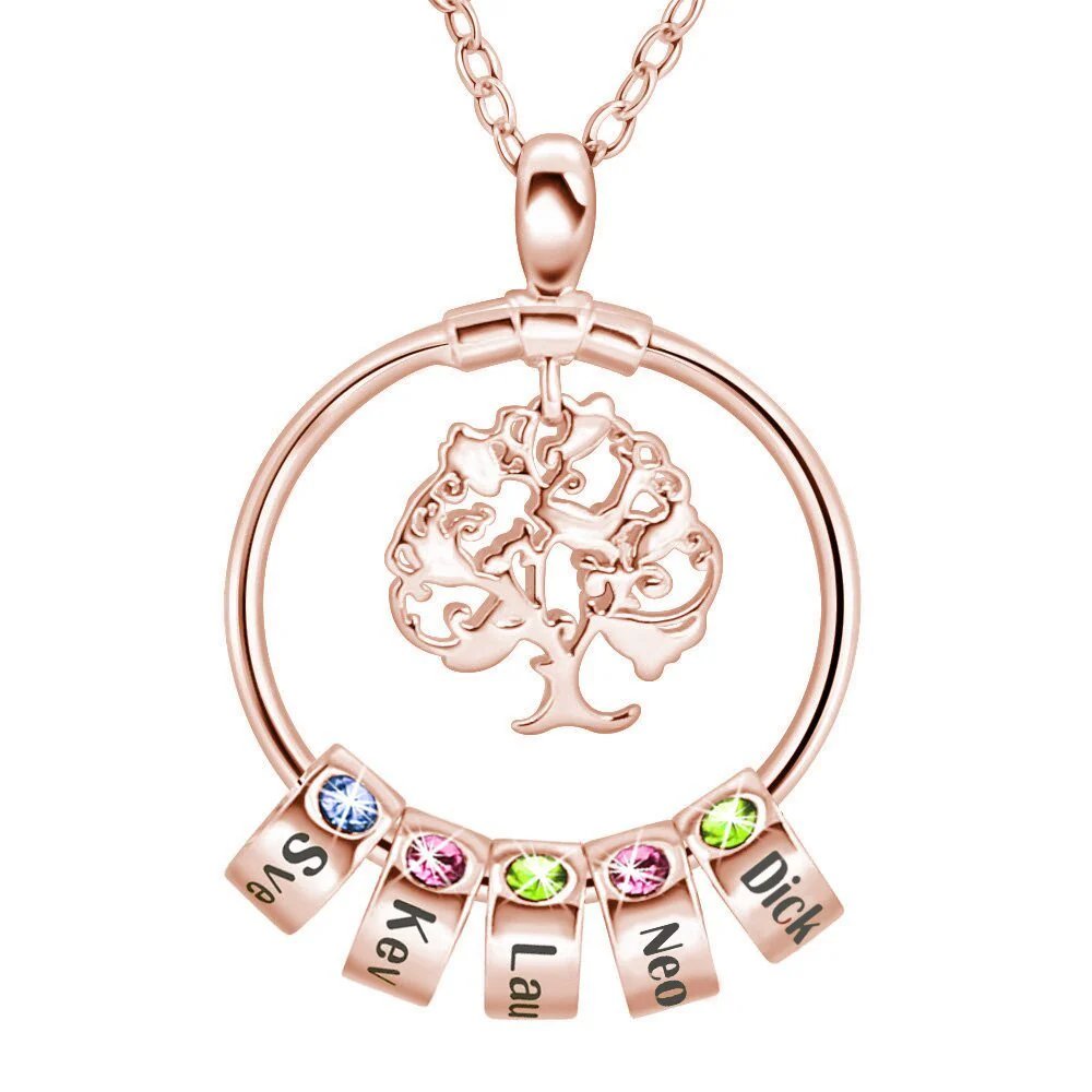 To My Sister-Tree of Life Heart Necklace With Custom Name&Birthstone Beads - Image 12