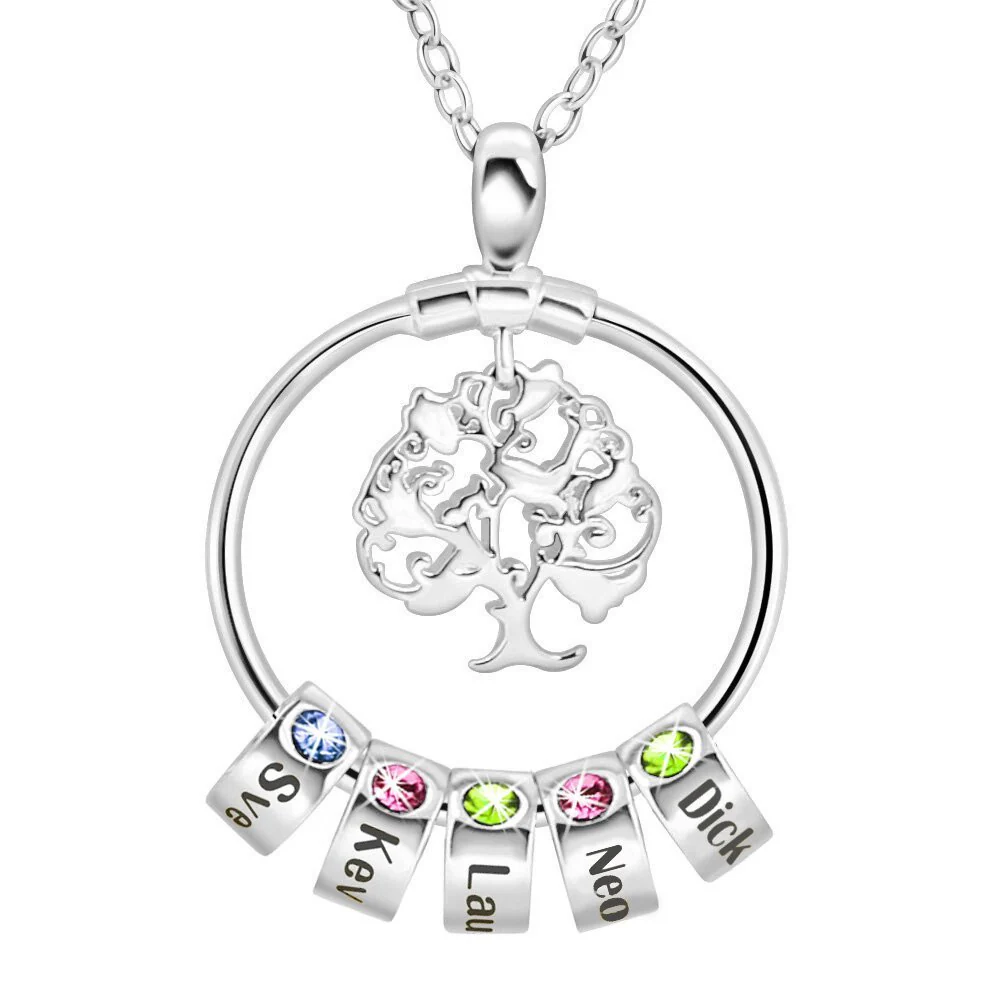 To My Sister-Tree of Life Heart Necklace With Custom Name&Birthstone Beads - Image 13