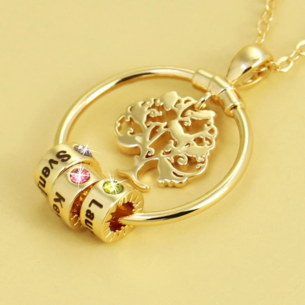 To My Sister-Tree of Life Heart Necklace With Custom Name&Birthstone Beads - Image 4