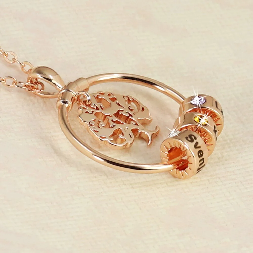 To My Sister-Tree of Life Heart Necklace With Custom Name&Birthstone Beads - Image 6