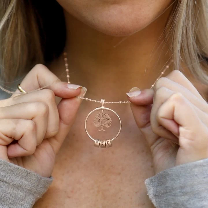 To My Sister-Tree of Life Heart Necklace With Custom Name&Birthstone Beads - Image 9