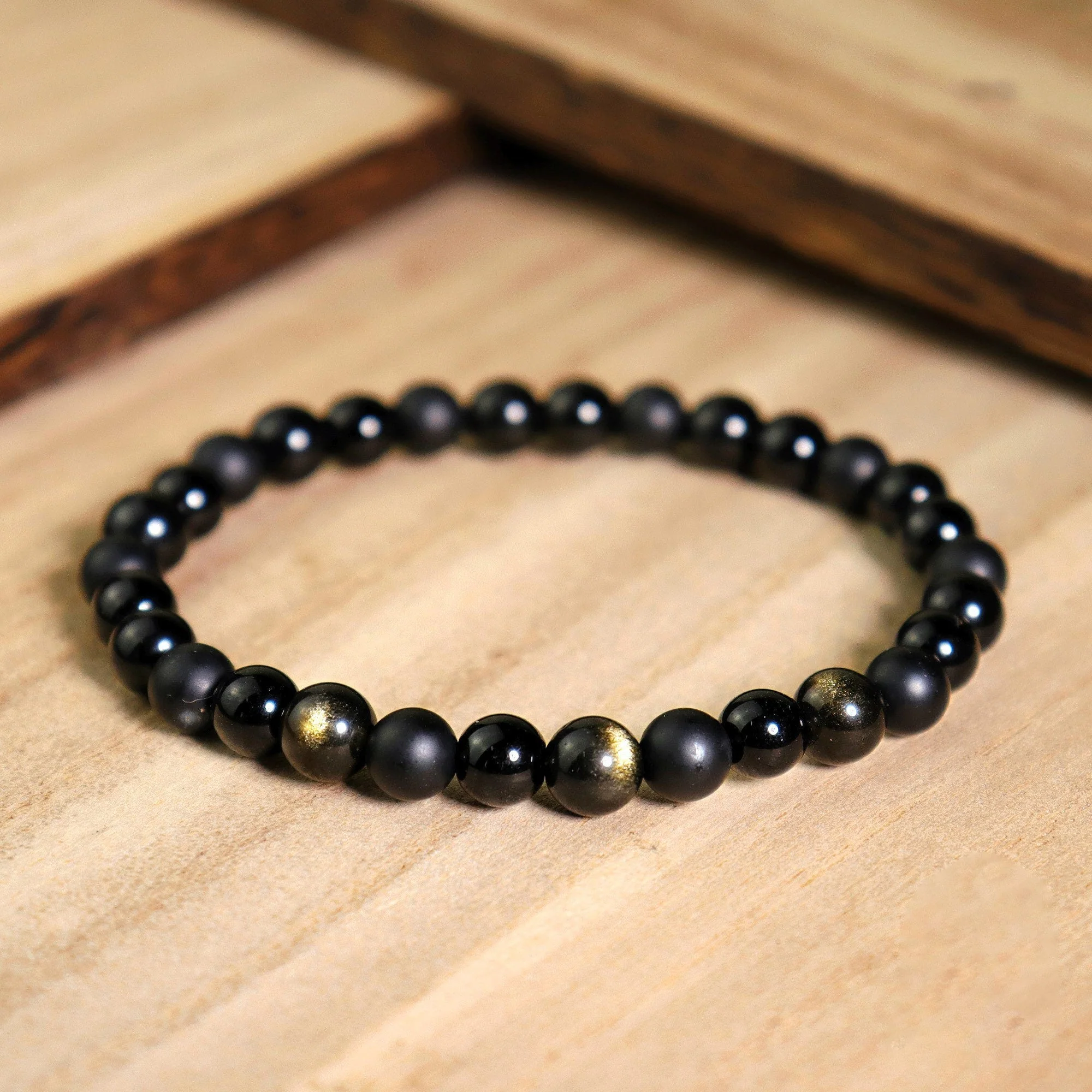 Triple protection bracelet, agate gold obsidian bracelet - Healing crystal bracelet - Image 3
