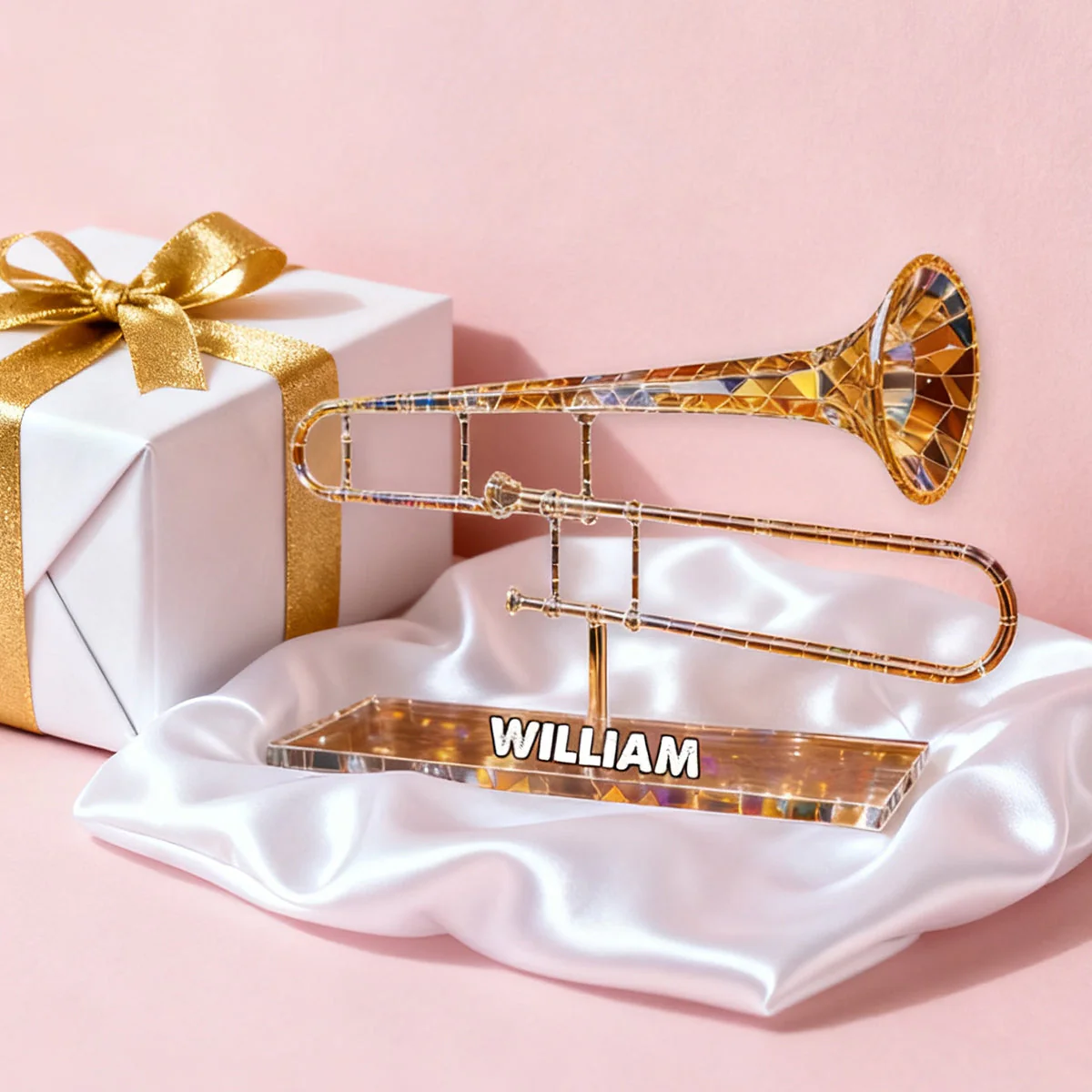 Trombone Custom Name Stained Glass Effect Acrylic Plaque, Music Plaque, Musician Gift - Image 2