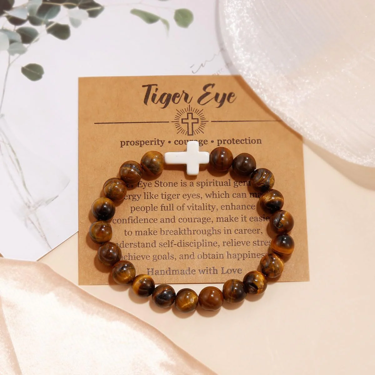 Turquoise Bracelet With Cross, Healing Beads Bracelet - Image 5