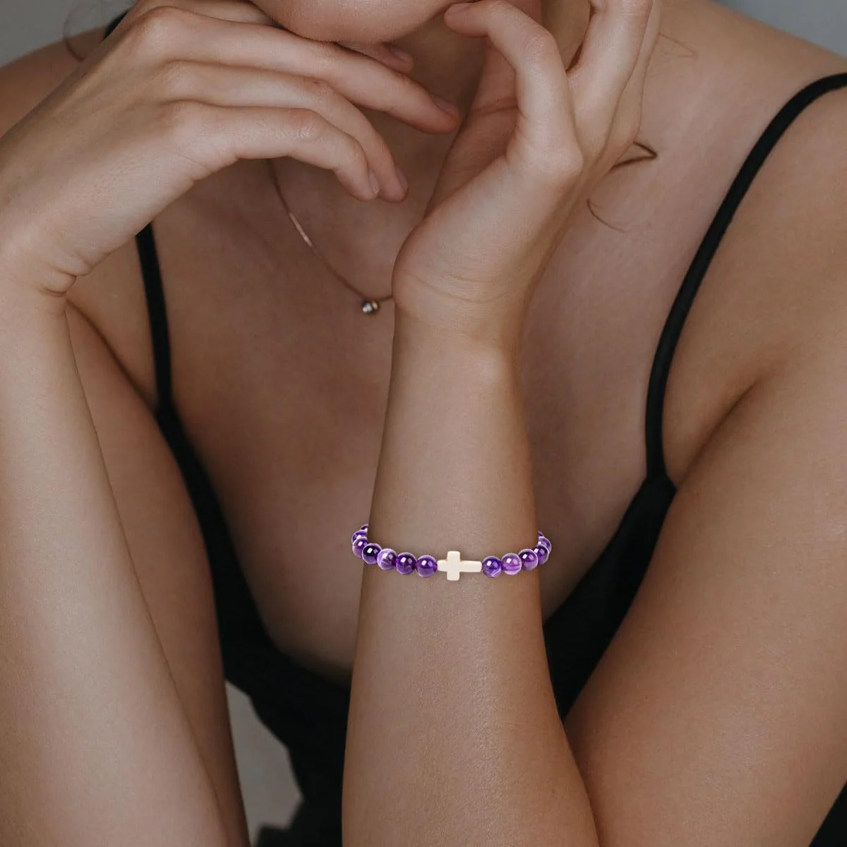 Turquoise Bracelet With Cross, Healing Beads Bracelet - Image 9