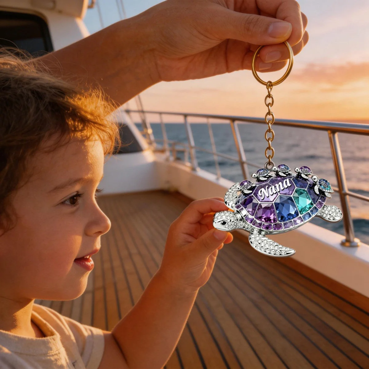 Turtle Mom Keychain - Personalized Gifts For Mom Keychain - Image 3