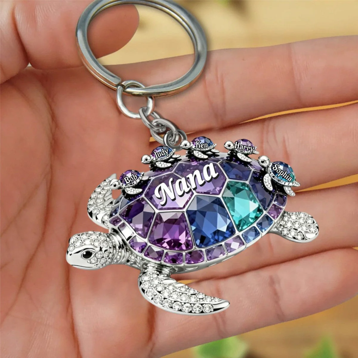 Turtle Mom Keychain - Personalized Gifts For Mom Keychain - Image 4