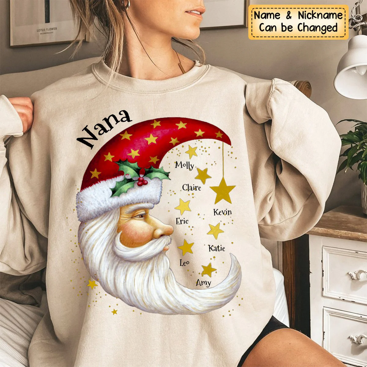 Twinkle Little Stars And Santa Grandma Personalized Christmas Gift for Nana,Grandparents - Image 2