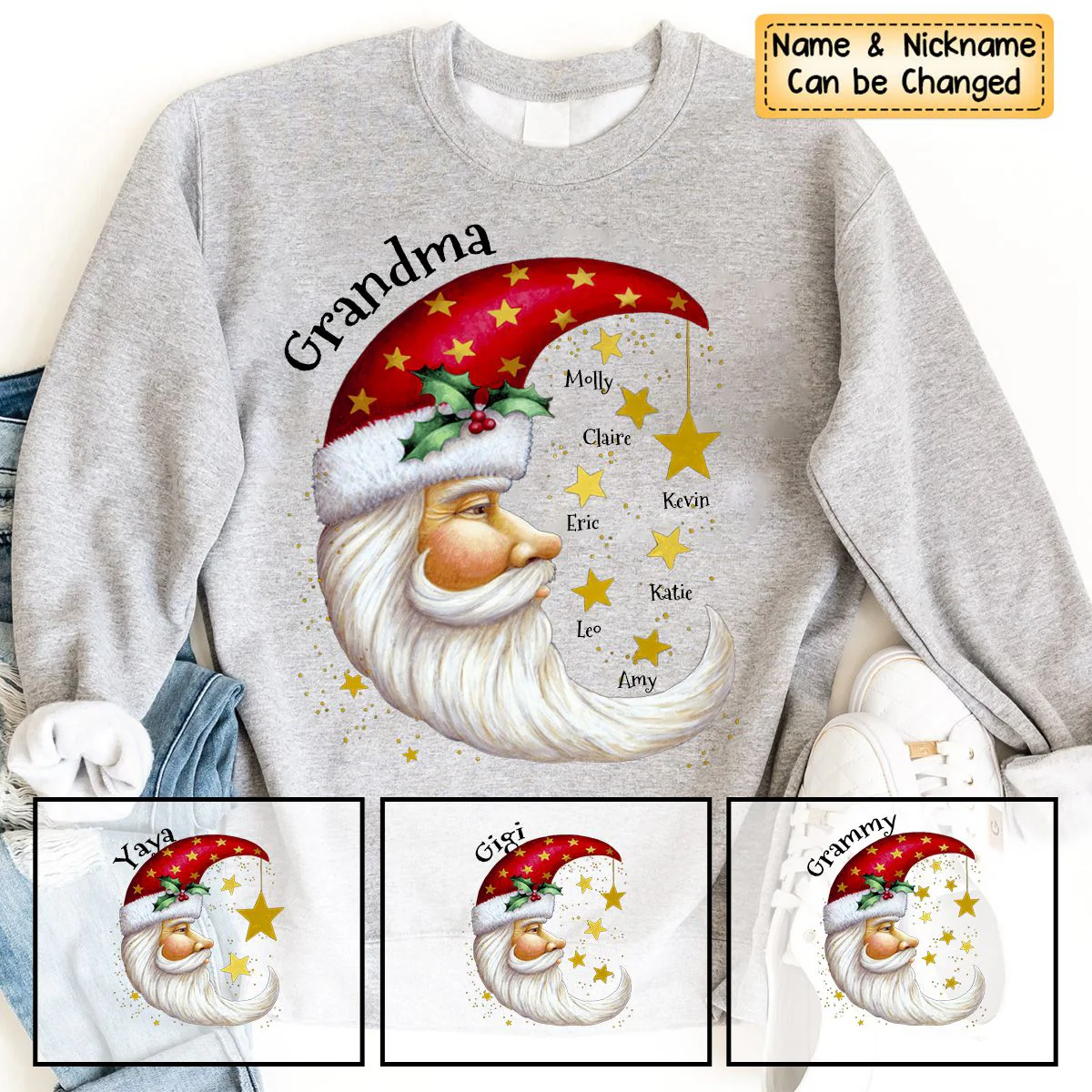 Twinkle Little Stars And Santa Grandma Personalized Christmas Gift for Nana,Grandparents - Image 4