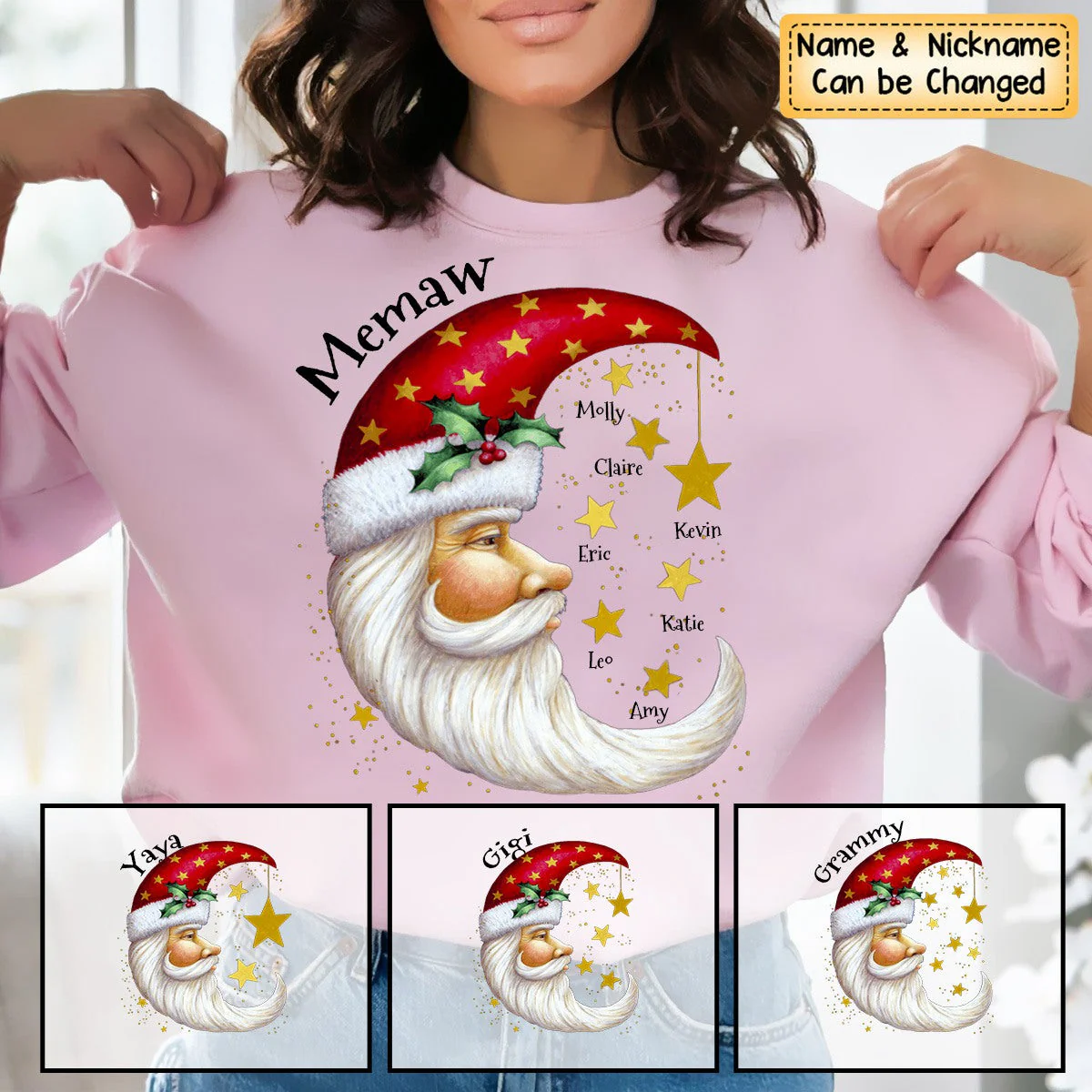 Twinkle Little Stars And Santa Grandma Personalized Christmas Gift for Nana,Grandparents - Image 5