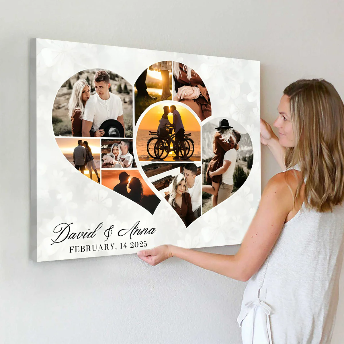 Two Hearts Entangled Photo Collage Canvas, Love Story Collage Gift, Personalized Anniversary Gift For Couples - Image 3