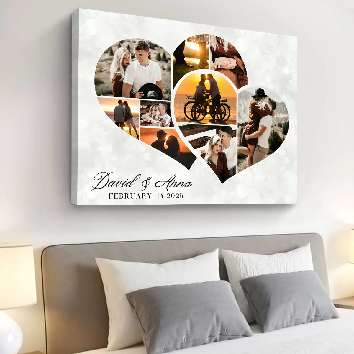 Two Hearts Entangled Photo Collage Canvas, Love Story Collage Gift, Personalized Anniversary Gift For Couples - Image 5