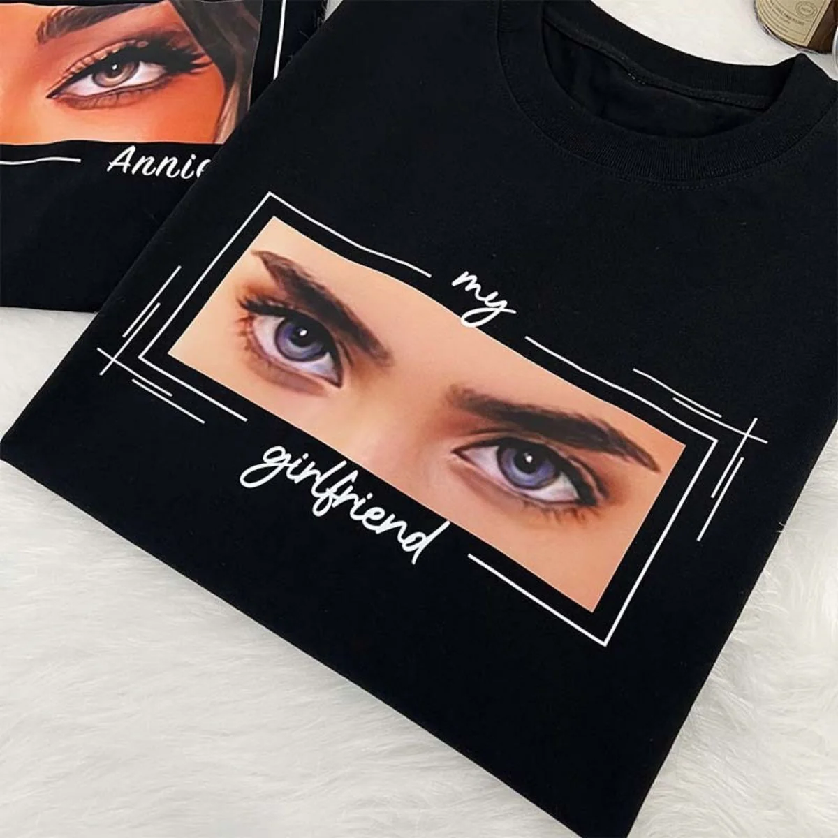 Unique Custom Eyes Tee Loved One's Eyes Personalized Eyes Artwork T Shirt - Image 3