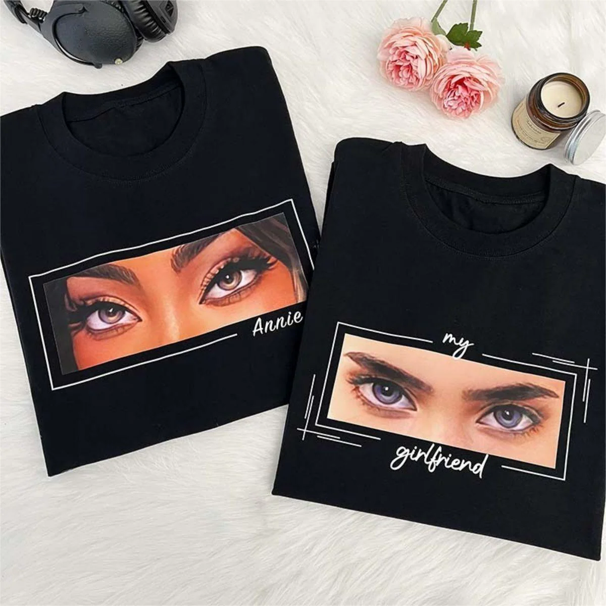 Unique Custom Eyes Tee Loved One's Eyes Personalized Eyes Artwork T Shirt - Image 4