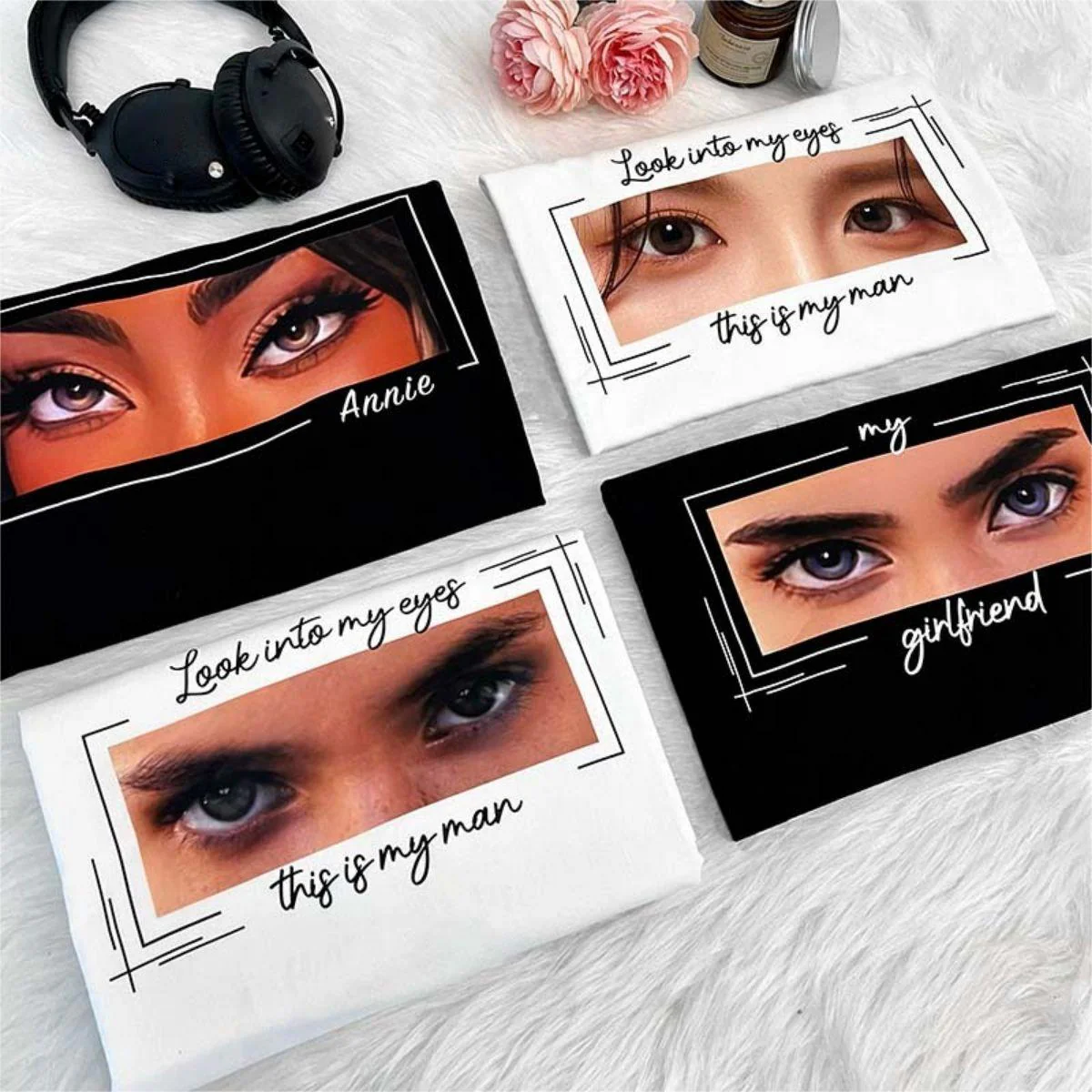 Unique Custom Eyes Tee Loved One's Eyes Personalized Eyes Artwork T Shirt - Image 6