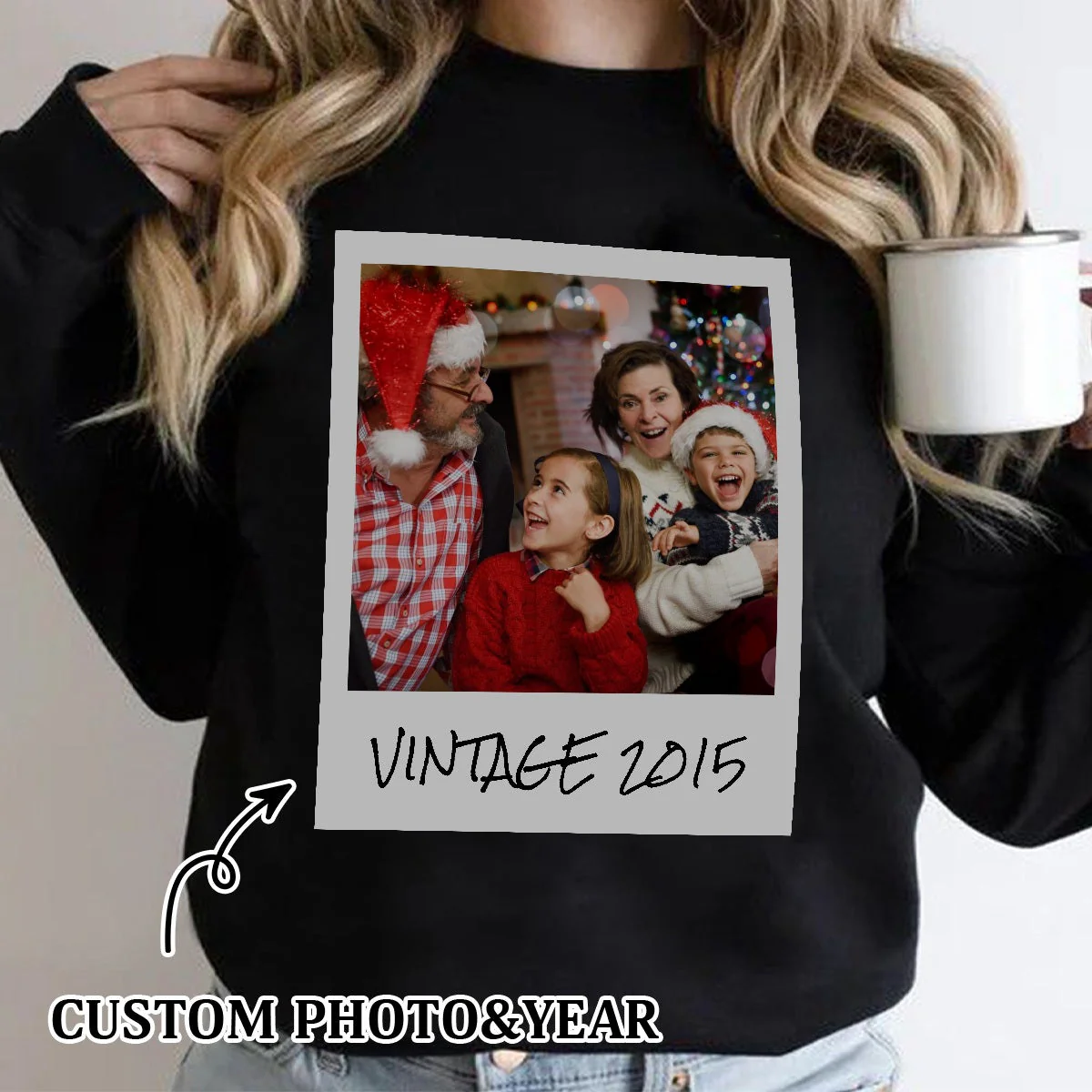 Uniseks custom vintage foto-  Personalized Sweatshirt - Image 5