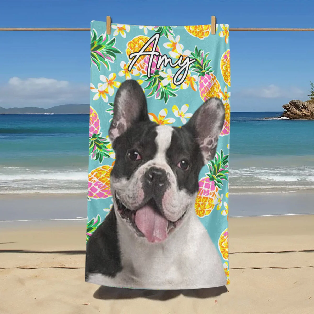 Personalized Upload Dog Photo Beach Towel - Image 4