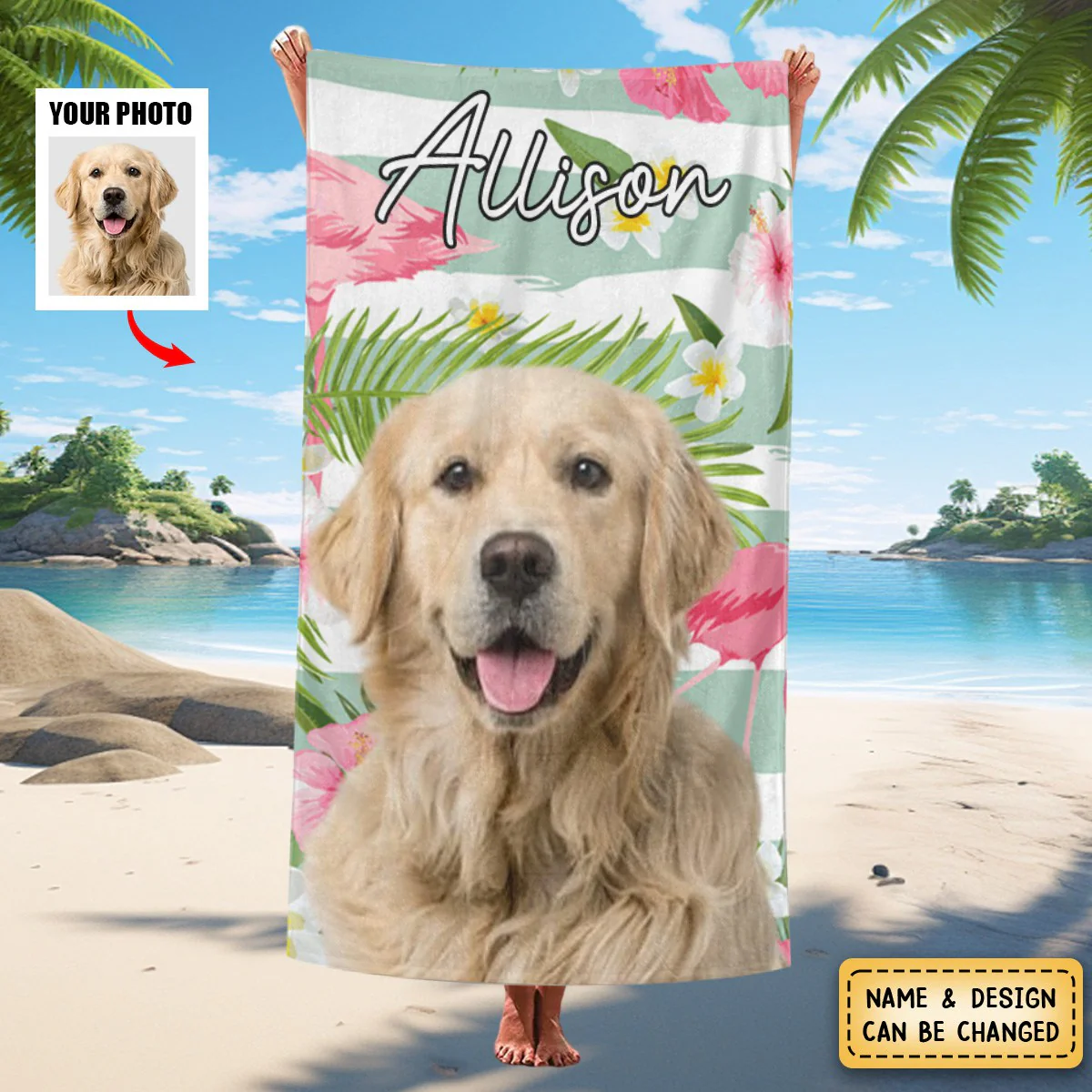 Personalized Upload Dog Photo Beach Towel - Image 7