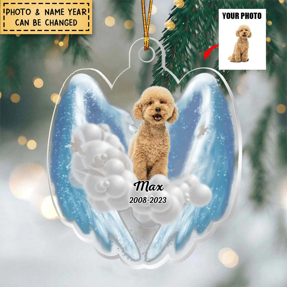 Upload Photo Memorial Wings Loss Personalized Acrylic Ornament - Image 2