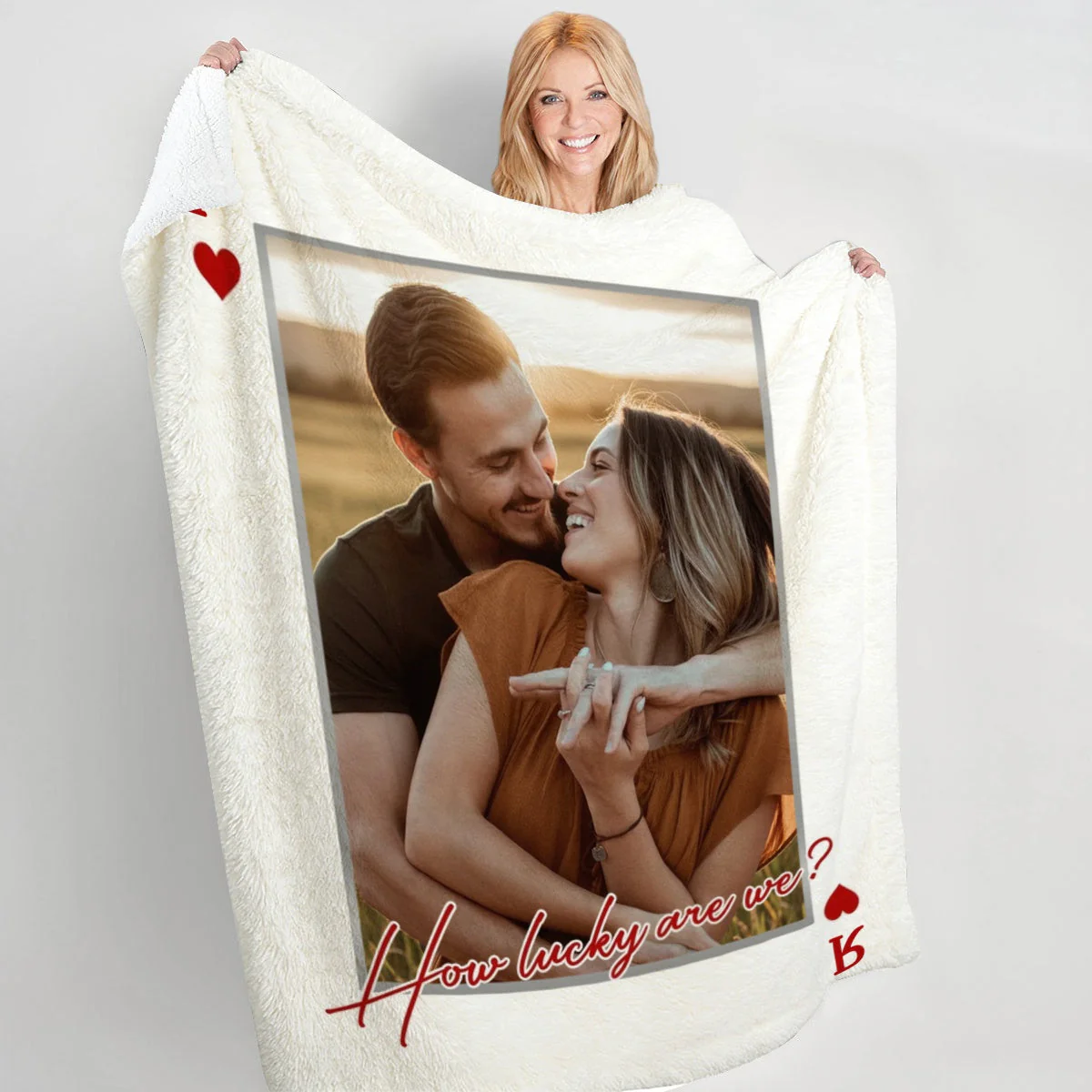 Upload Your Photo Playing Cards Blanket For Him And Her - Personalized Photo Gifts For Anniversary - Image 2