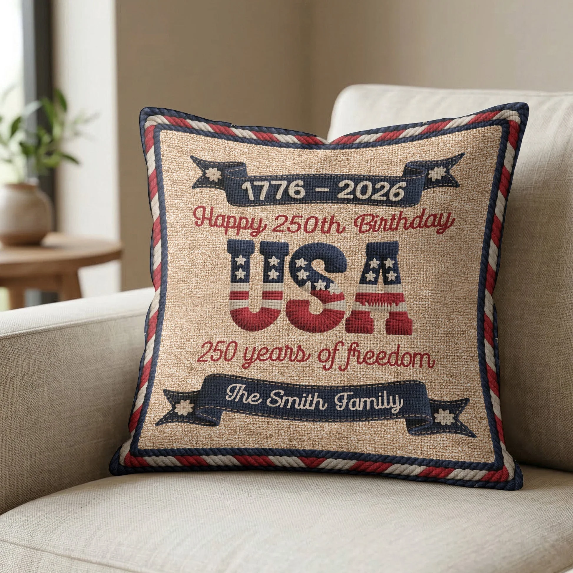 USA 250th Birthday - Personalized Pillow Cover - Image 2