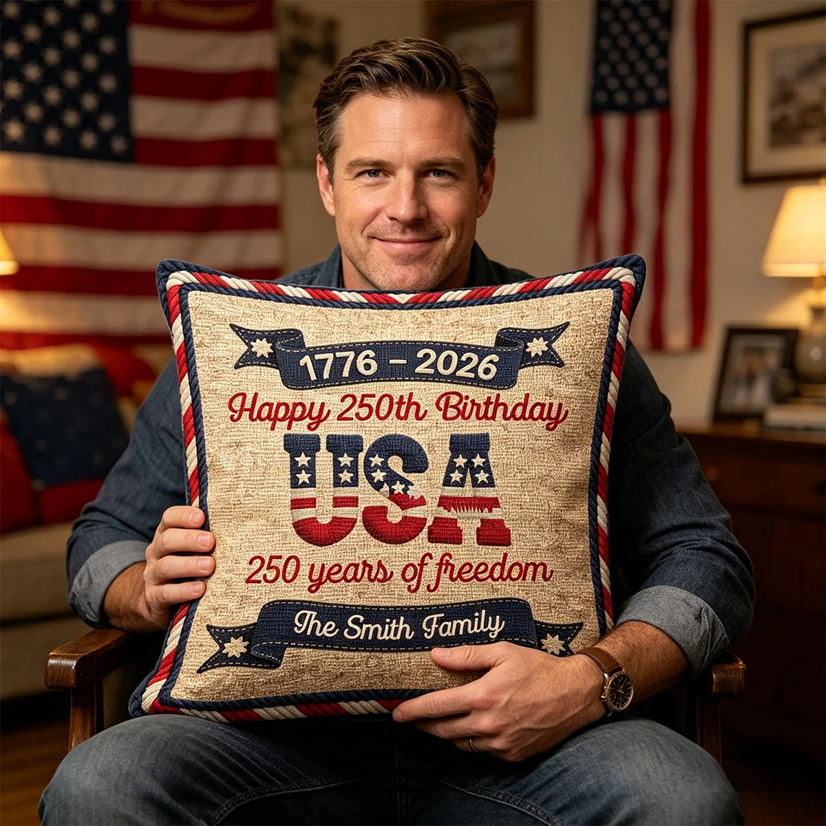 USA 250th Birthday - Personalized Pillow Cover - Image 4