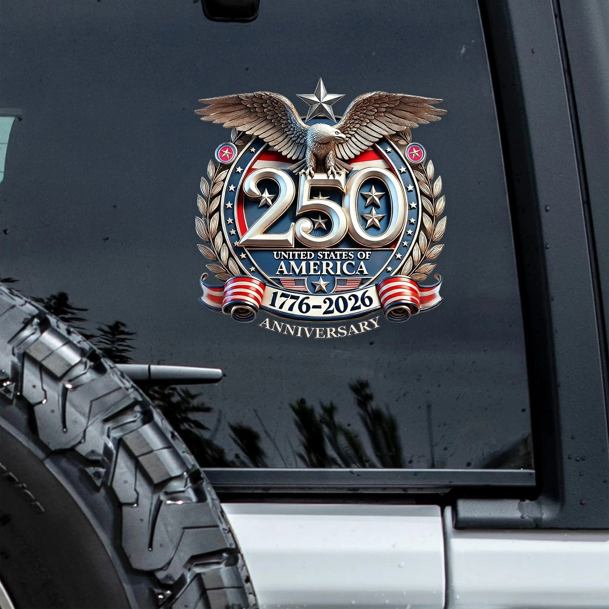 USA Eagles 250th Anniversary Semiquincentennial 1776-2026 Car Window Decal Sticker - Image 2