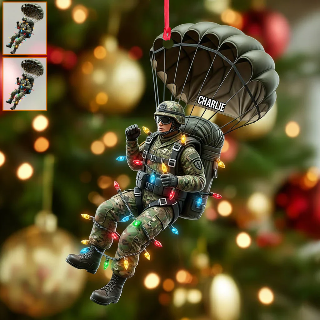 Veteran Christmas Ornament - Military Parachutist Personalized Ornament - Image 2