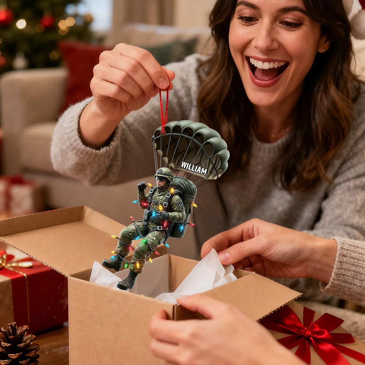 Veteran Christmas Ornament - Military Parachutist Personalized Ornament - Image 4