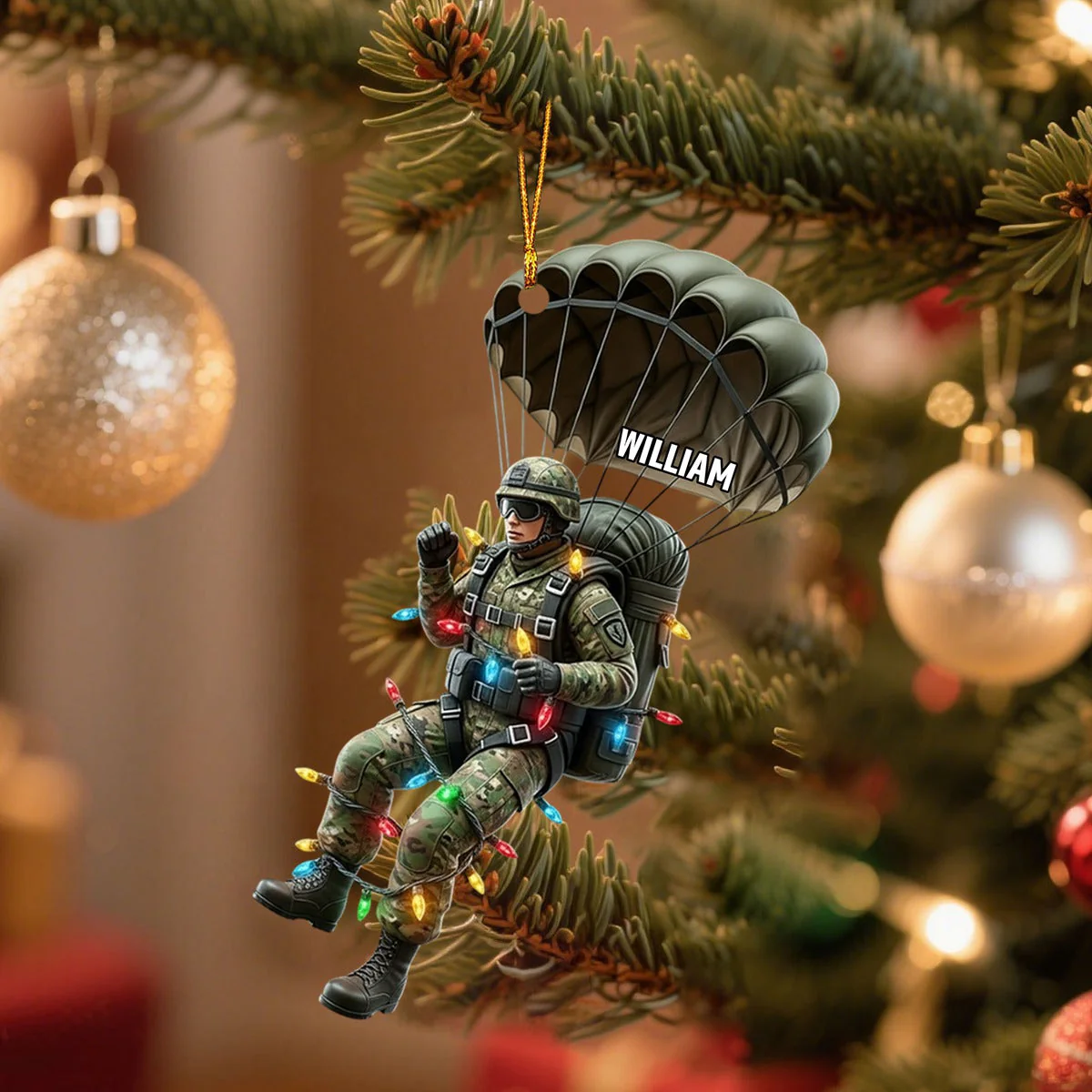 Veteran Christmas Ornament - Military Parachutist Personalized Ornament - Image 5