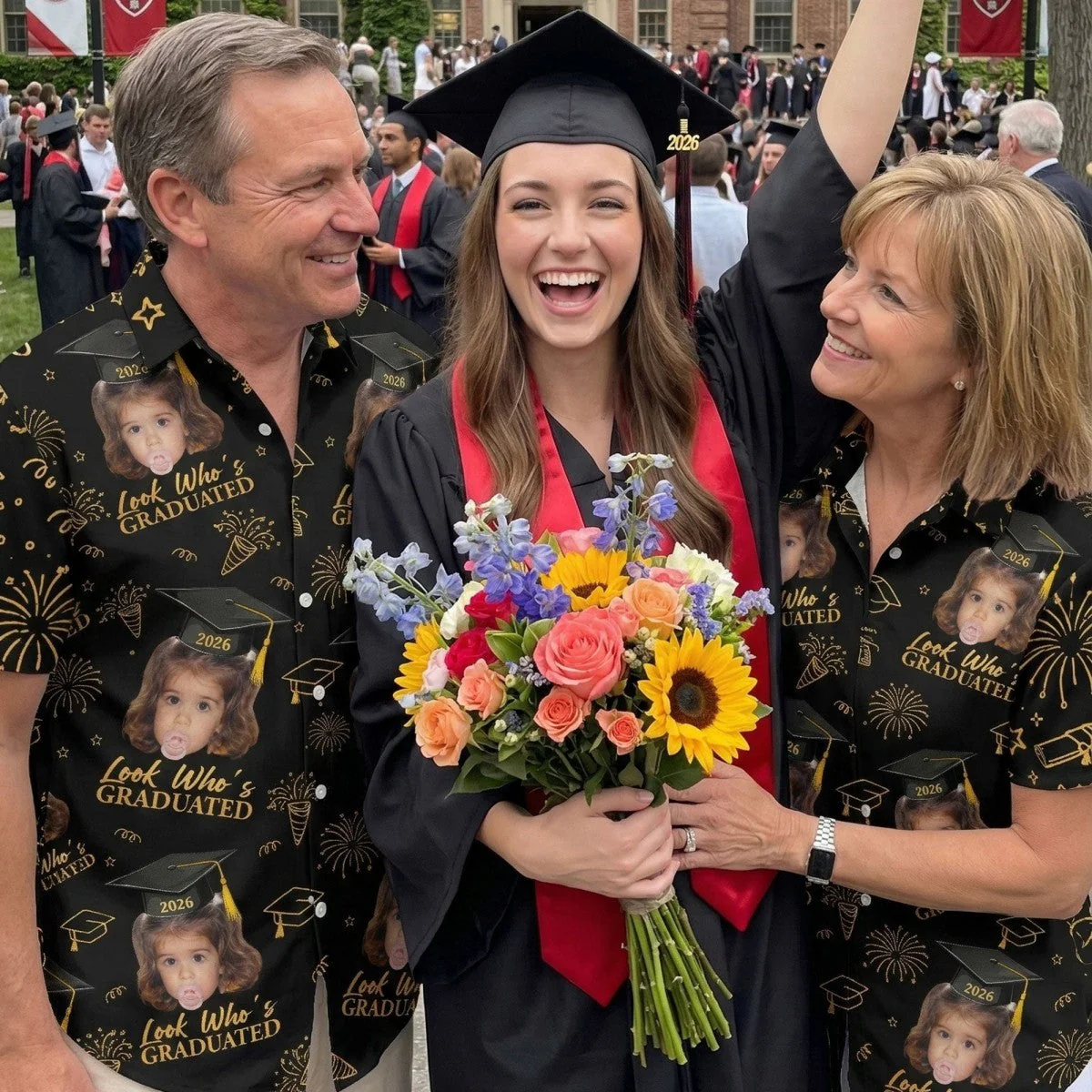 Vintage Childhood Themed Personalized Hawaiian Shirt - Graduation Matching Shirt With Childhood Photo - Image 4