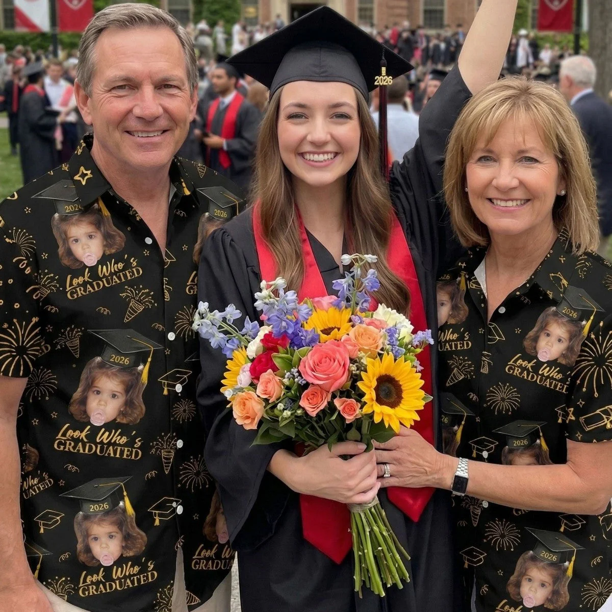 Vintage Childhood Themed Personalized Hawaiian Shirt - Graduation Matching Shirt With Childhood Photo - Image 5