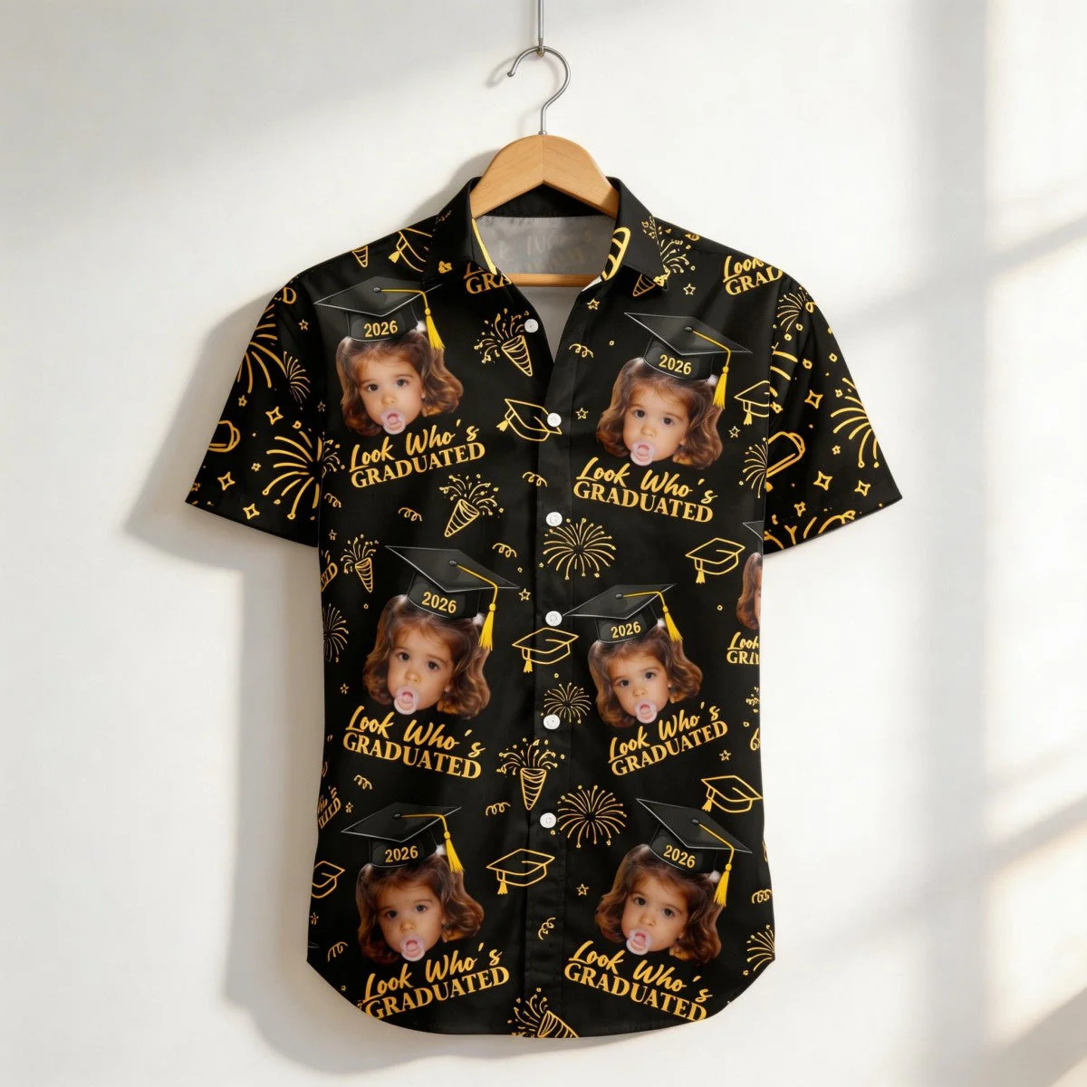 Vintage Childhood Themed Personalized Hawaiian Shirt - Graduation Matching Shirt With Childhood Photo - Image 6