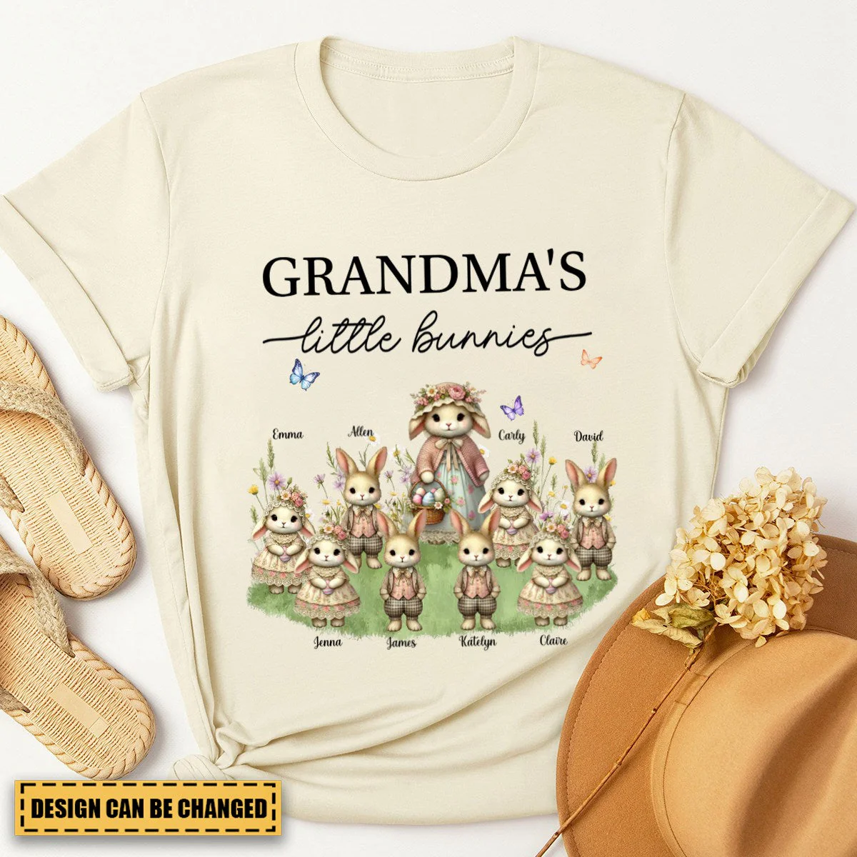 Vintage Grandma Bunny Easter Personalized  Pure Cotton T-Shirt - Image 10