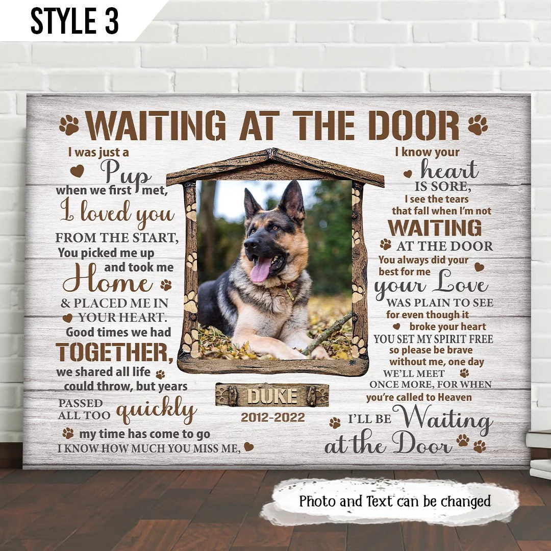 Waiting At The Door Dog Canvas Poster Print Personalized Dog Memorial Gift For Dog Lovers - Image 3