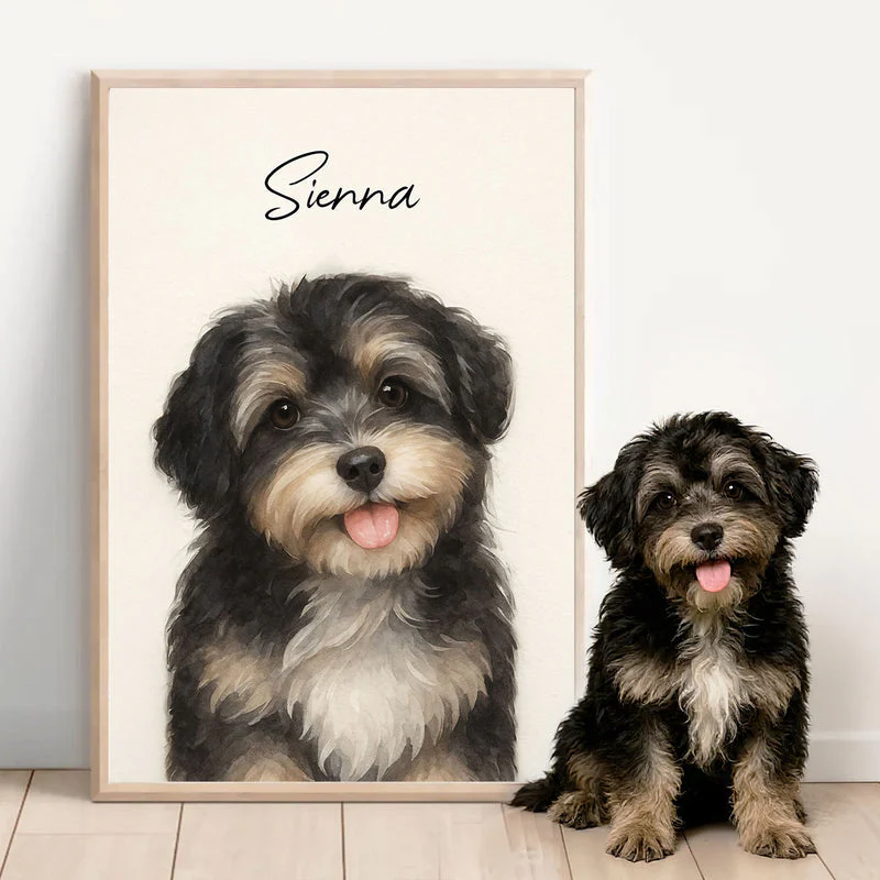 Watercolor Portraits Using Pet Photo Personalized Poster, Gift for Dogs, Cats Lovers