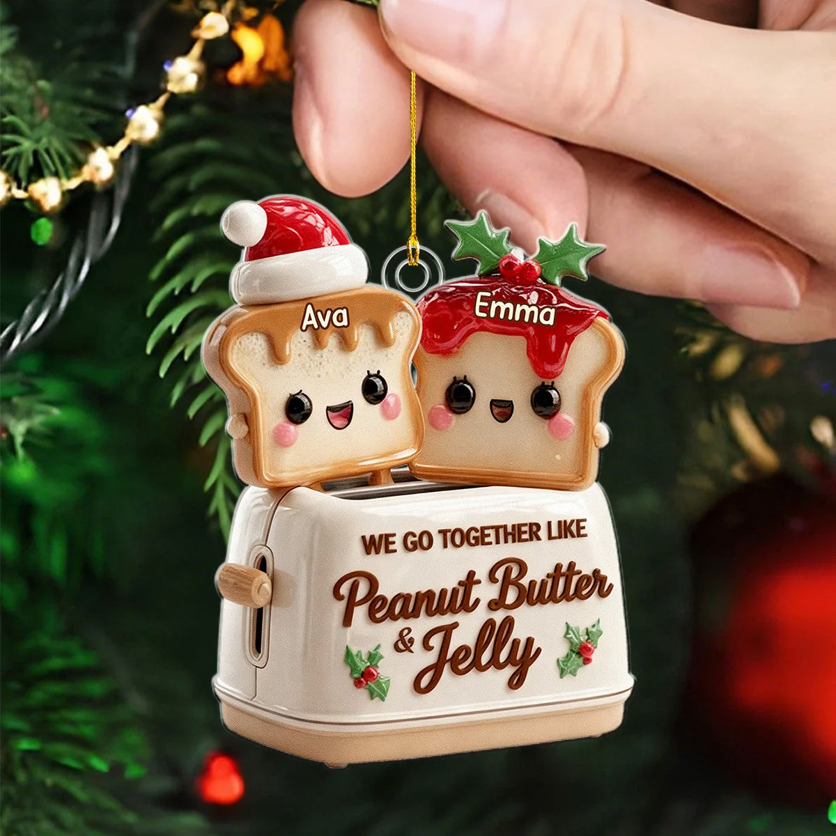 We Go Together Like Peanut Butter And Jelly - Personalized Acrylic Christmas Ornament - Image 2
