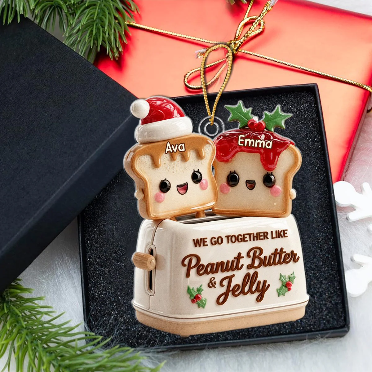 We Go Together Like Peanut Butter And Jelly - Personalized Acrylic Christmas Ornament - Image 3