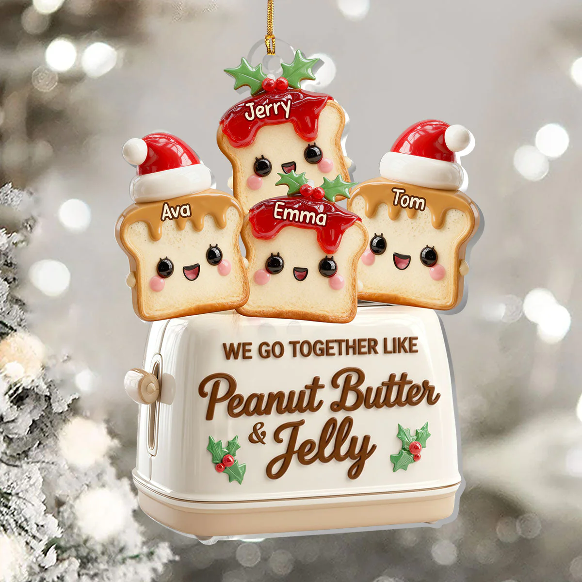 We Go Together Like Peanut Butter And Jelly - Personalized Acrylic Christmas Ornament - Image 4