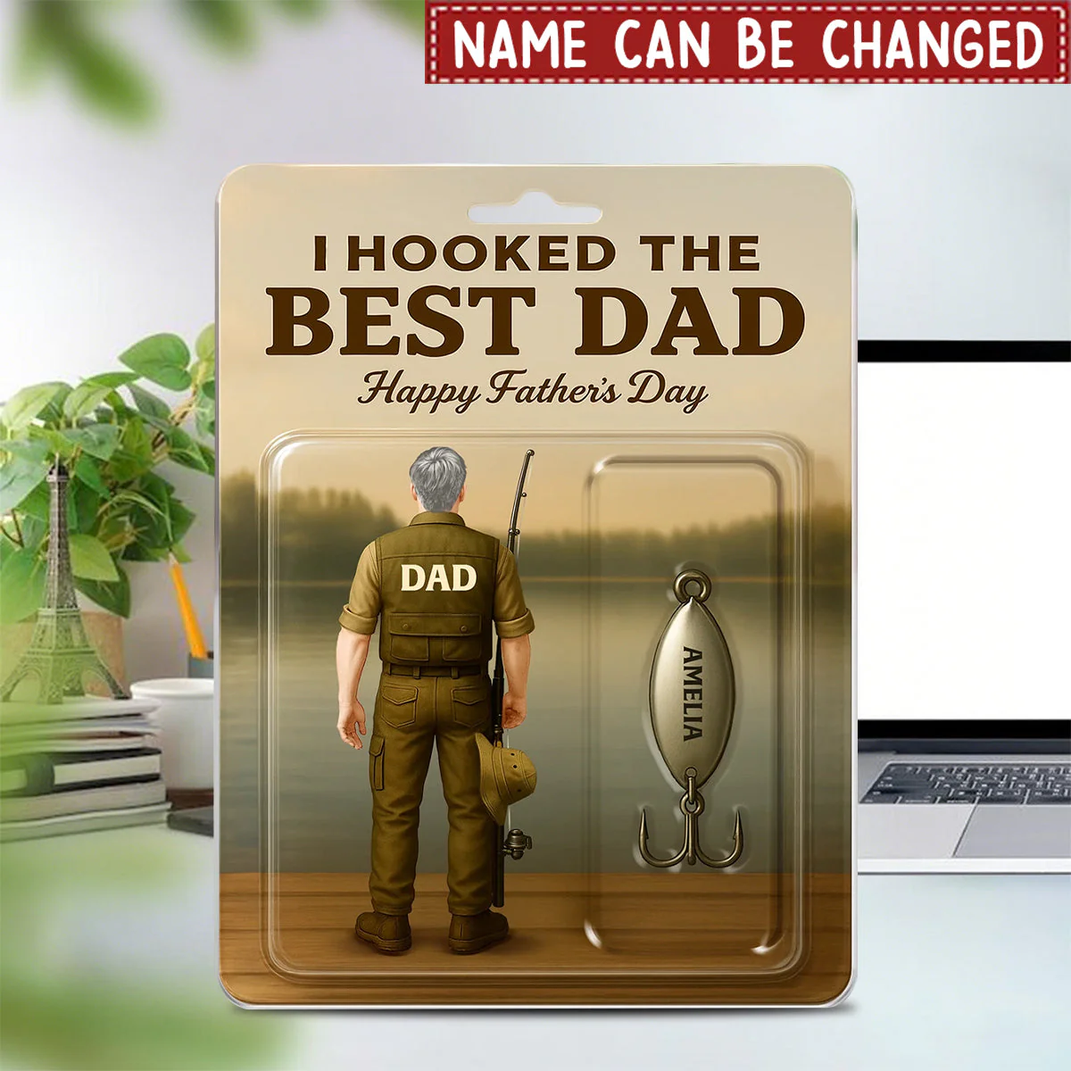 We Hooked The Best Dad - Personalized Acrylic Block Plaque, Father's Day Gift for Dad, Gift for Fishing Lovers, Fishermen - Image 2