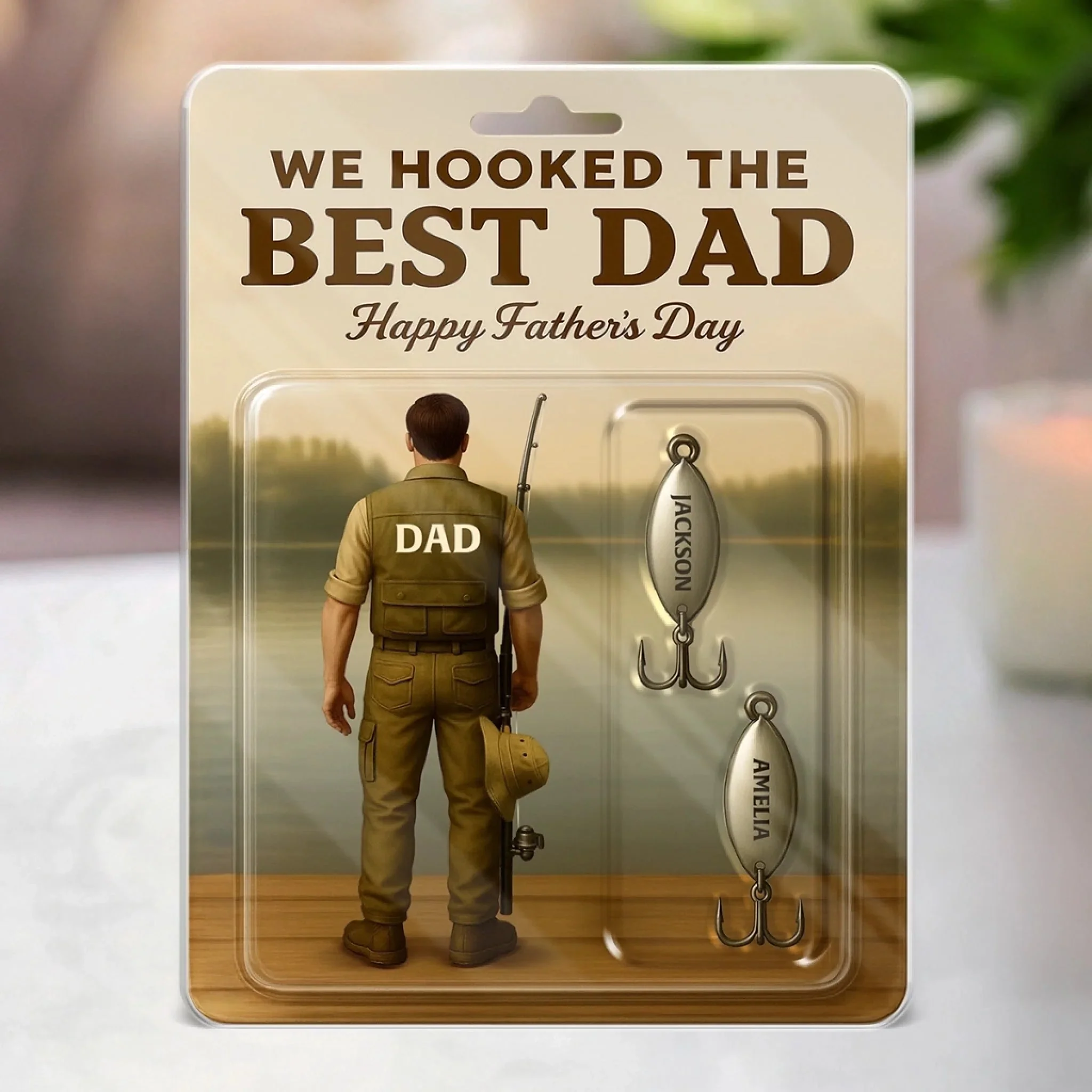 We Hooked The Best Dad - Personalized Acrylic Block Plaque, Father's Day Gift for Dad, Gift for Fishing Lovers, Fishermen - Image 5
