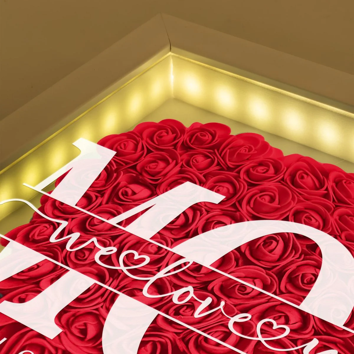 We Love You Mom - Personalized Flower Shadow Box With LED Light - Image 4